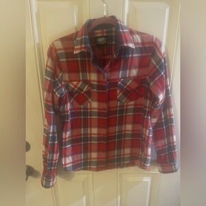 KEY Red and Blue Plaid FLANNEL Button-Up Shirt